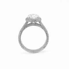 14k White Gold Oval Solitaire Centre Halo 4.78CTW Lab Diamond Women Ring with Band 6.2gm