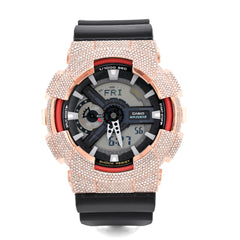 G-Shock GA110 Rose 5.40CT Natural Diamond Grey Dial Dual Lock Black Strap Men Watch