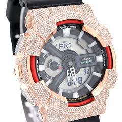 G-Shock GA110 Rose 5.40CT Natural Diamond Grey Dial Dual Lock Black Strap Men Watch