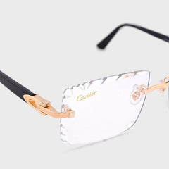 Mens Cartier Rectangle Rimless Glasses Black Sticks 32.6gms Eyewear