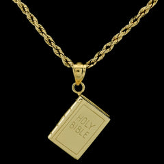 10k Yellow Gold Holy Bible Pendant 2.5g Religious Charm For Mens Womens