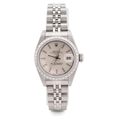 Rolex 26MM Datejust All Steel White Face Engine Turned Bezel 79240 Watch