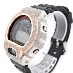 Rose and White 3 CTW Natural Diamonds Digital G-Shock Casio Watch For Mens