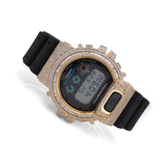 Mens Casio G-Shock DW6900 4.55CTW Natural Diamond Yellow Baguette Bezel Watch