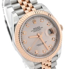 Rolex Datejust 41MM Sundust Diamond Dial 18K Everose & Steel Jubilee Band Box/Card Watch