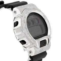 Mens Casio G-Shock DW6900 4.55CTW Natural Diamond Baguette ICED Bezel All Black Watch