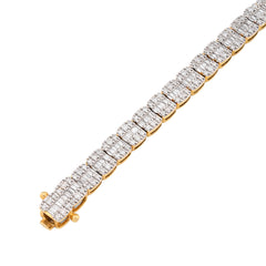 5.5MM 10k Yellow Gold 15.2gm 3.72CTW Round/Baguette Pure Diamond Tennis Bracelet