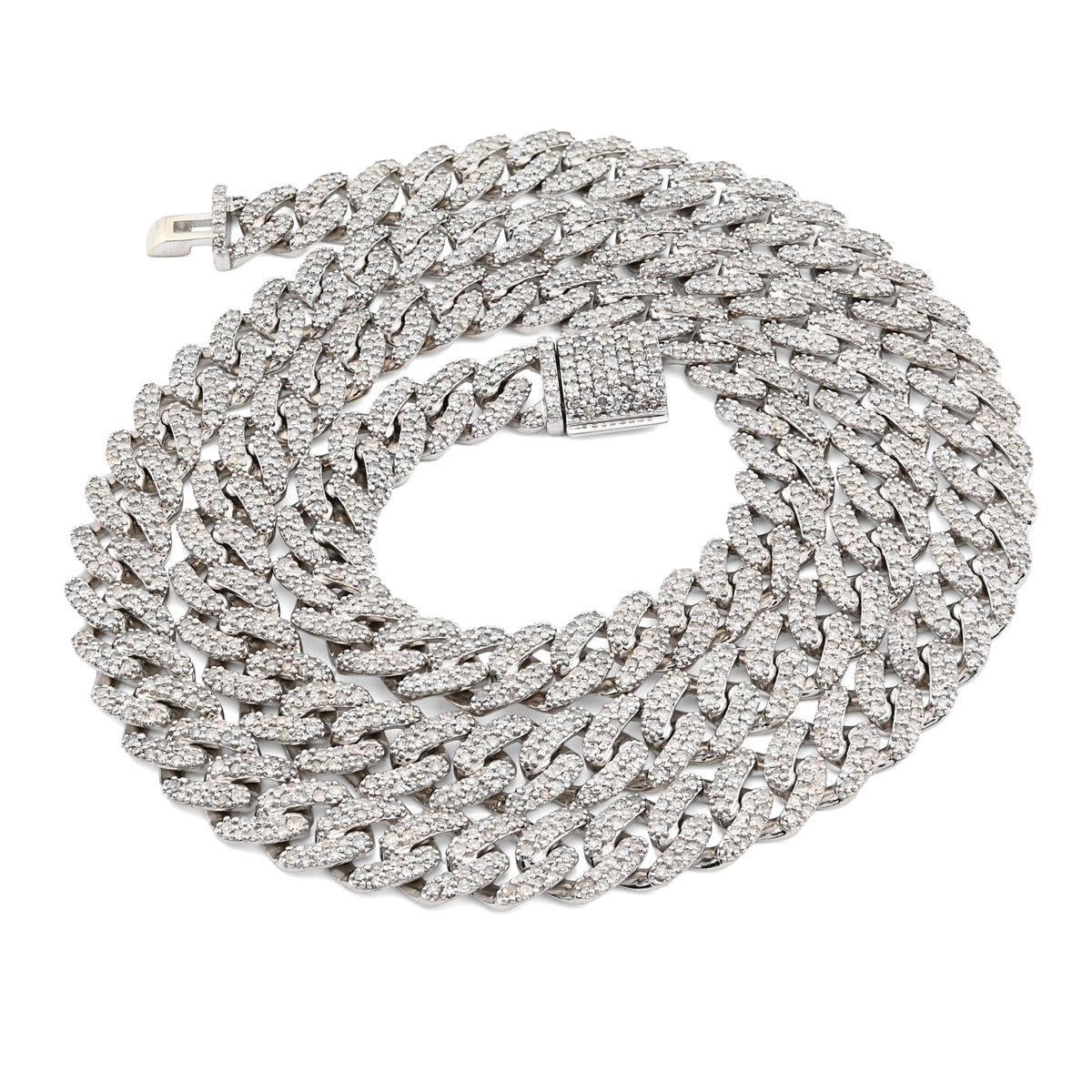 8MM 10k White Gold 13CTW Natural Diamond Cuban Chain Mens 22" Necklace 60gm
