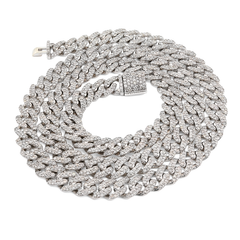 8MM 10k White Gold 13CTW Natural Diamond Cuban Chain Mens 22" Necklace 60gm