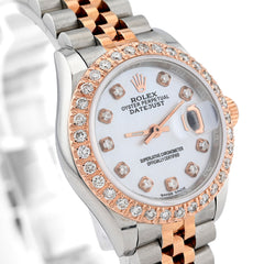 Rolex Datejust 28MM 2CT Natural Diamond Dial/Bezel MOP Face 2 Tone Rose Hidden Clasp Jubilee Watch