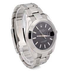 All Original Rolex Datejust 41MM SS Black Face Oyster Band Smooth Bezel Watch