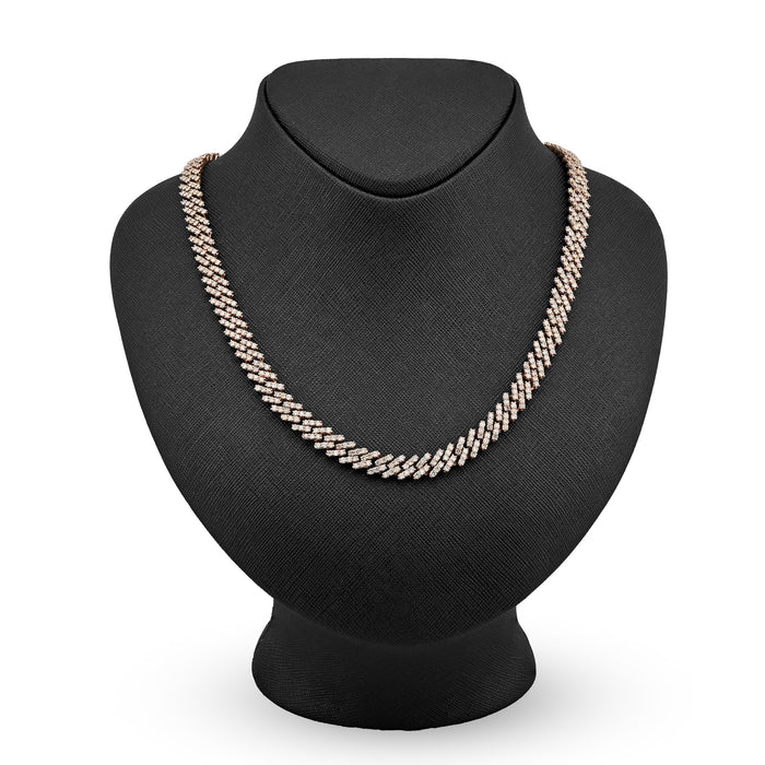 10k Rose Gold 62.4g 18CTW Natural Diamond 8MM Cuban Link Chain 21 Inch Necklace