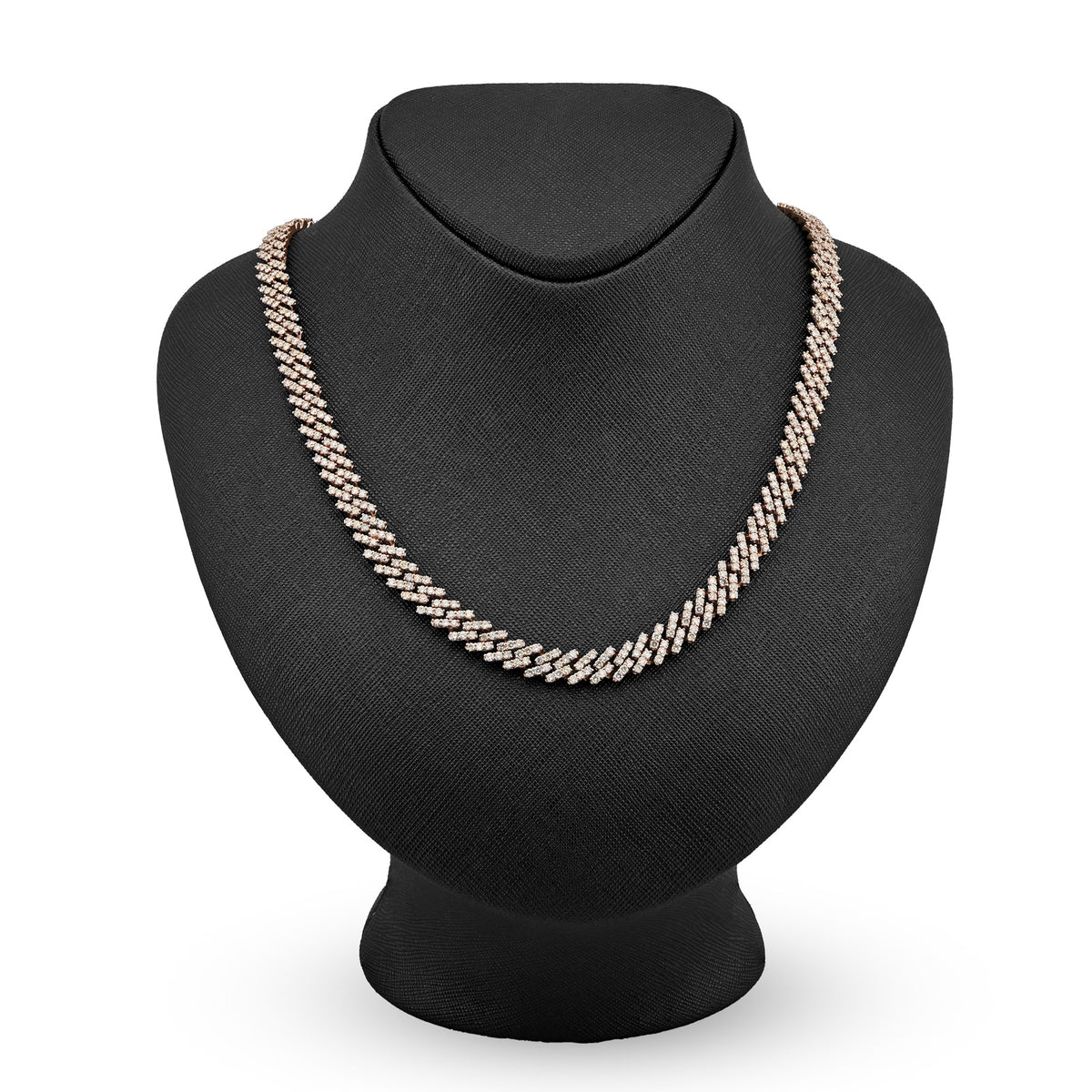 10k Rose Gold 62.4g 18CTW Natural Diamond 8MM Cuban Link Chain 21 Inch Necklace
