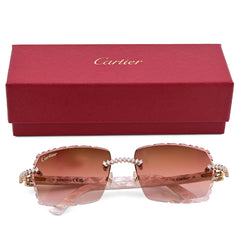 Mens Cartier Pearl Stick with Diamond Cut Orange Lens Glasses 31.9g Eyewear