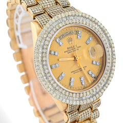 Rolex 36MM Presidential Day-Date Presidential 15CT Natural Diamond 18K Gold Bussdown Watch