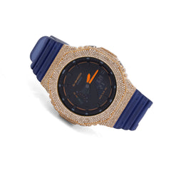 Mens Casio G-Shock Blue Strap GA2100 4.6CTW Natural Diamond Yellow Bezel Watch
