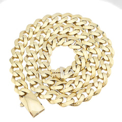 Mens 13MM Cuban Link Chain 1/10th 10k Yellow Gold Bonded 925 24In 45.9g Necklace