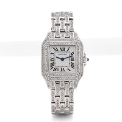 Cartier Panthere 28MM WSPN0015 9CT Natural Diamond Bussdown Roman Numeral Dial Women Watch
