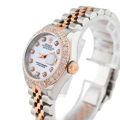 Rolex Datejust 28MM 2CT Natural Diamond Dial/Bezel MOP Face 2 Tone Rose Hidden Clasp Jubilee Watch