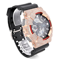 G-Shock GA110 Rose 5.40CT Natural Diamond Grey Dial Dual Lock Black Strap Men Watch
