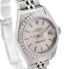 Rolex 26MM Datejust All Steel White Face Engine Turned Bezel 79240 Watch