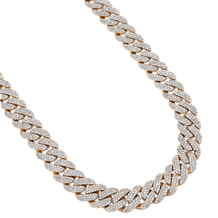 8MM 10k Yellow Gold 9.5CTW Natural Diamond 22In Cuban Link Chain 54.6gm Necklace