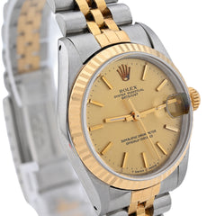 Rolex Datejust 26MM Two Tone 18K & SS Champagne Face Fluted Bezel Watch