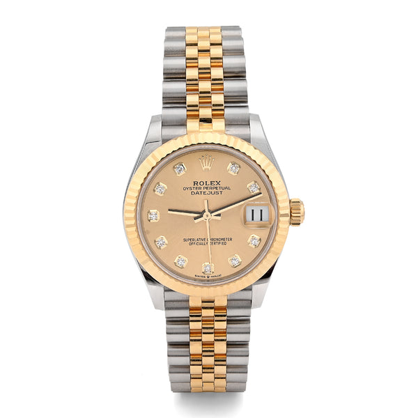 Rolex Datejust 31MM 18K Yellow Gold/SS Diamond Dial Champagne Face Jubilee Bracelet Full SET