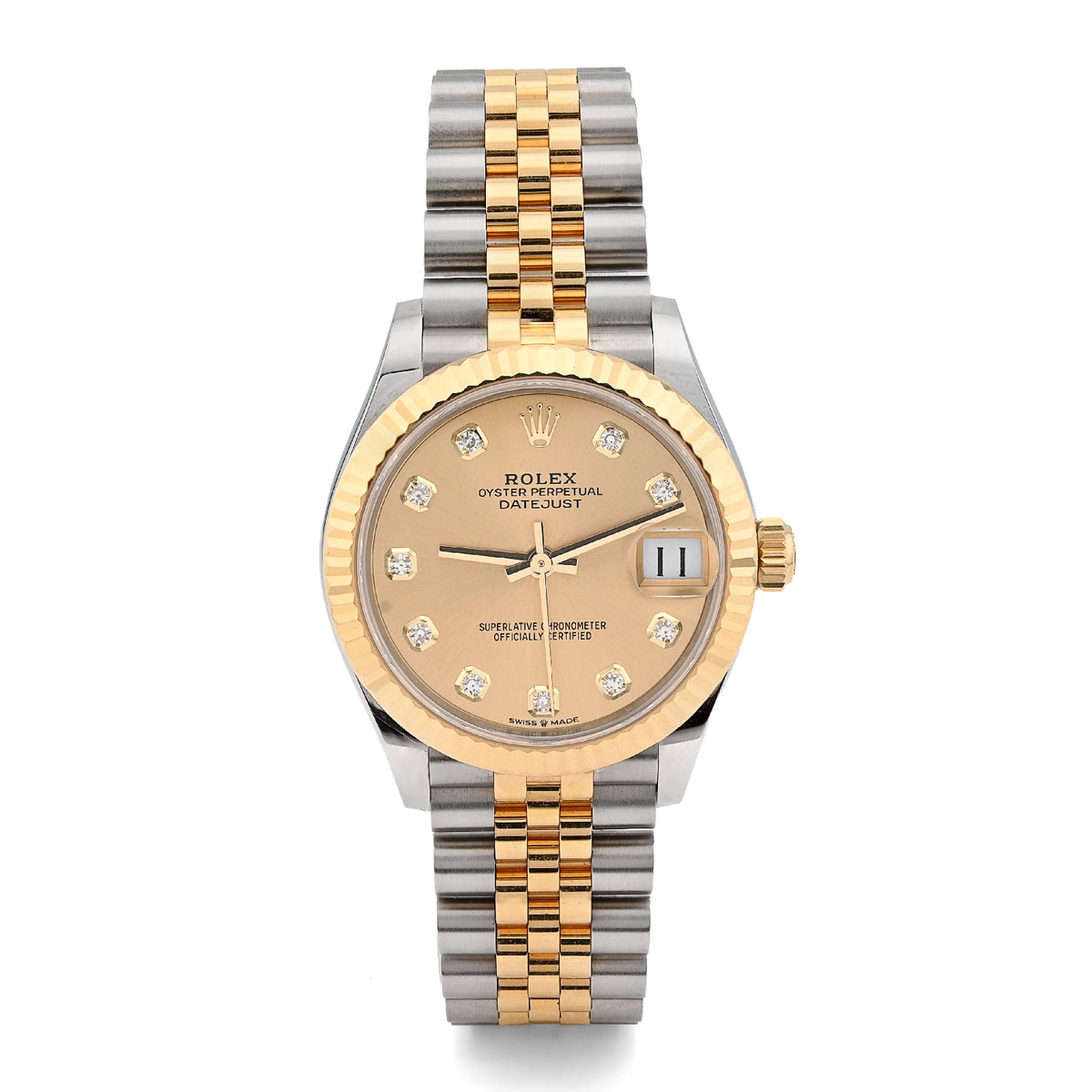 Rolex Datejust 31MM 18K Yellow Gold/SS Diamond Dial Champagne Face Jubilee Bracelet Full SET