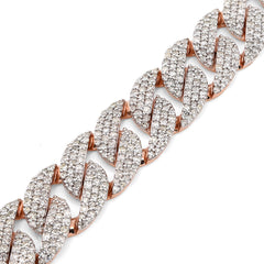 10MM 10k Rose Gold 23.2gms 5.6CTW Natural Diamond Mens Cuban Bracelet 7.5 Inches