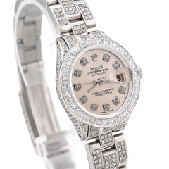 Rolex Datejust 26MM 9CT Natural Diamond Bussdown White Face Oyster Band Women Watch