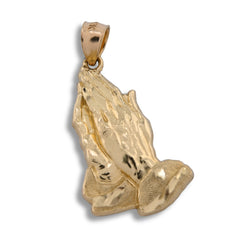 10k Yellow Gold Mens Womens Praying Hands Pendant Religious 1.6g Charm