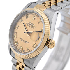 Rolex Datejust 36MM Champagne Face Roman Dial Fluted Bezel 2 Tone Jubilee Watch