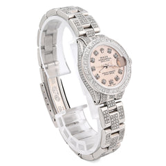 Rolex Datejust 26MM 9CT Natural Diamond Bussdown White Face Oyster Band Women Watch