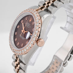 Rolex Datejust 36MM Rose Gold & SS Hidden Clasp Chocolate Diamond Dial/Bezel 3.28CT Watch