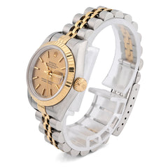 Rolex Datejust 31MM 18k Gold & SS Fluted Bezel Champagne Face 68273 Watch