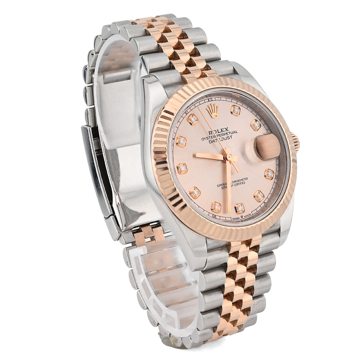 Rolex Datejust 41MM Sundust Diamond Dial 18K Everose & Steel Jubilee Band Box/Card Watch