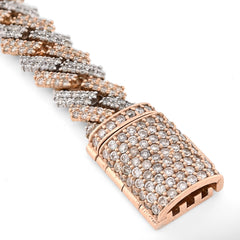 11MM 10k Rose/White Gold 44.6gms 8.78CTW Natural Diamond Snake Cuban Bracelet