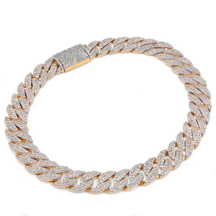 8MM 10k Yellow Gold 16.2g 3.9CTW Natural Diamond Cuban Link 8 Inch Mens Bracelet