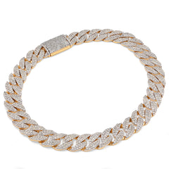 8MM 10k Yellow Gold 16.2g 3.9CTW Natural Diamond Cuban Link 8 Inch Mens Bracelet