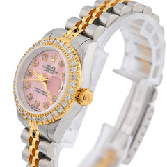 Rolex Datejust 26MM 1.5CT Natural Diamond Bezel/Dial Pink MOP Face Two Tone Jubilee Women Watch