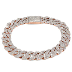 10MM 10k Rose Gold 23.2gms 5.6CTW Natural Diamond Mens Cuban Bracelet 7.5 Inches
