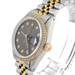 Rolex 36MM Datejust 1.5CT Natural Diamond Dial/Bezel Burgundy 2 Tone Jubilee Men Women Watch 16013