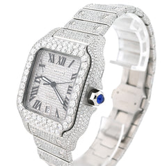 Cartier Santos All White 40MM 18CT Natural Diamond Box and Papers Full Set Watch