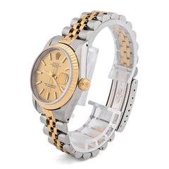 Rolex Datejust 26MM Two Tone 18K & SS Champagne Face Fluted Bezel Watch