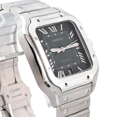 Cartier Santos 40MM Graduated Green Roman Dial Stainless Steel & Green Alligator Skin Band Watch