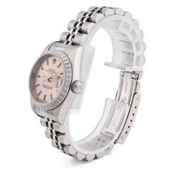 Rolex 26MM Datejust All Steel White Face Engine Turned Bezel 79240 Watch