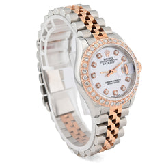 Rolex Datejust 28MM 2CT Natural Diamond Dial/Bezel MOP Face 2 Tone Rose Hidden Clasp Jubilee Watch