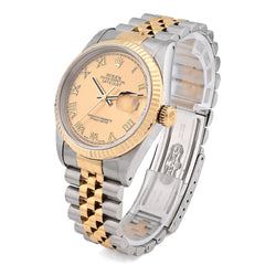 Rolex Datejust 36MM Champagne Face Roman Dial Fluted Bezel 2 Tone Jubilee Watch