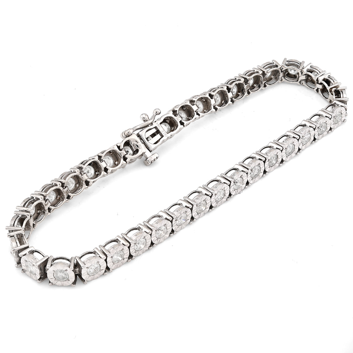 4.5MM 14k White Gold 13gms 3CTW Natural Diamond Tennis Bracelet 7 Inches Armlet